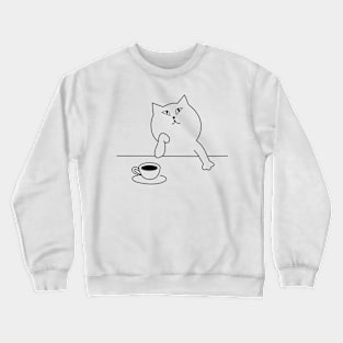 think about cafe coffee cat Crewneck Sweatshirt